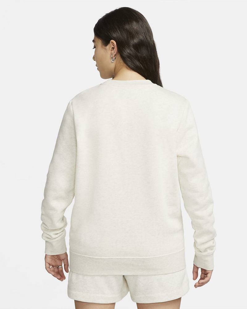 Beige White Nike Club Fleece Sweatshirts | ZTNOM8146