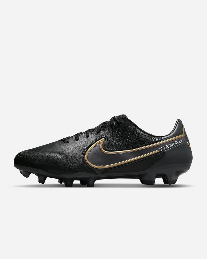 Black Dark Grey Metal Gold Metal Dark Grey Nike Tiempo Legend 9 Pro FG Soccer Cleats | TQGYE8694