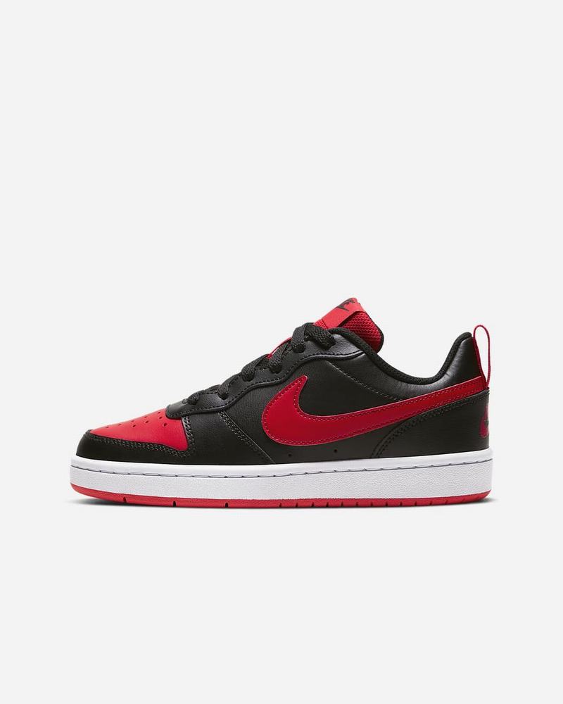 Black White Red Nike Court Borough Low 2 Training Shoes | GSIHT1305