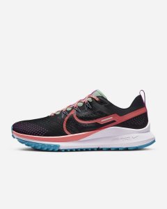 Black Purple Green Nike React Pegasus Trail 4 Running Shoes | PDIVT7398