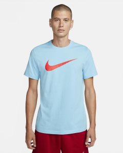 Blue Light Red Nike Swoosh T Shirts | AIEQF6041