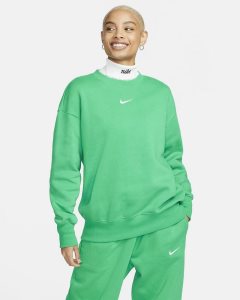 Green White Nike Phoenix Fleece Sweatshirts | MQKIS5603