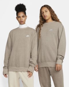 Olive Grey Nike Club Fleece+ Sweatshirts | LWCSK1065