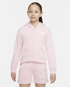 Pink White Nike Club Fleece Hoodie | BEHFT6572
