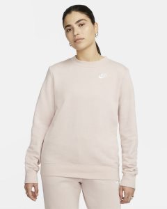Pink White Nike Club Fleece Sweatshirts | AOJBY7208