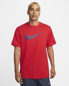 Red Navy Nike Swoosh T Shirts | WQKIE5013