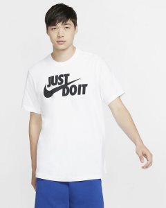 White Black Nike JDI T Shirts | TPEOK0237